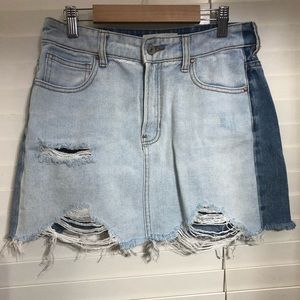 two-toned denim skirt